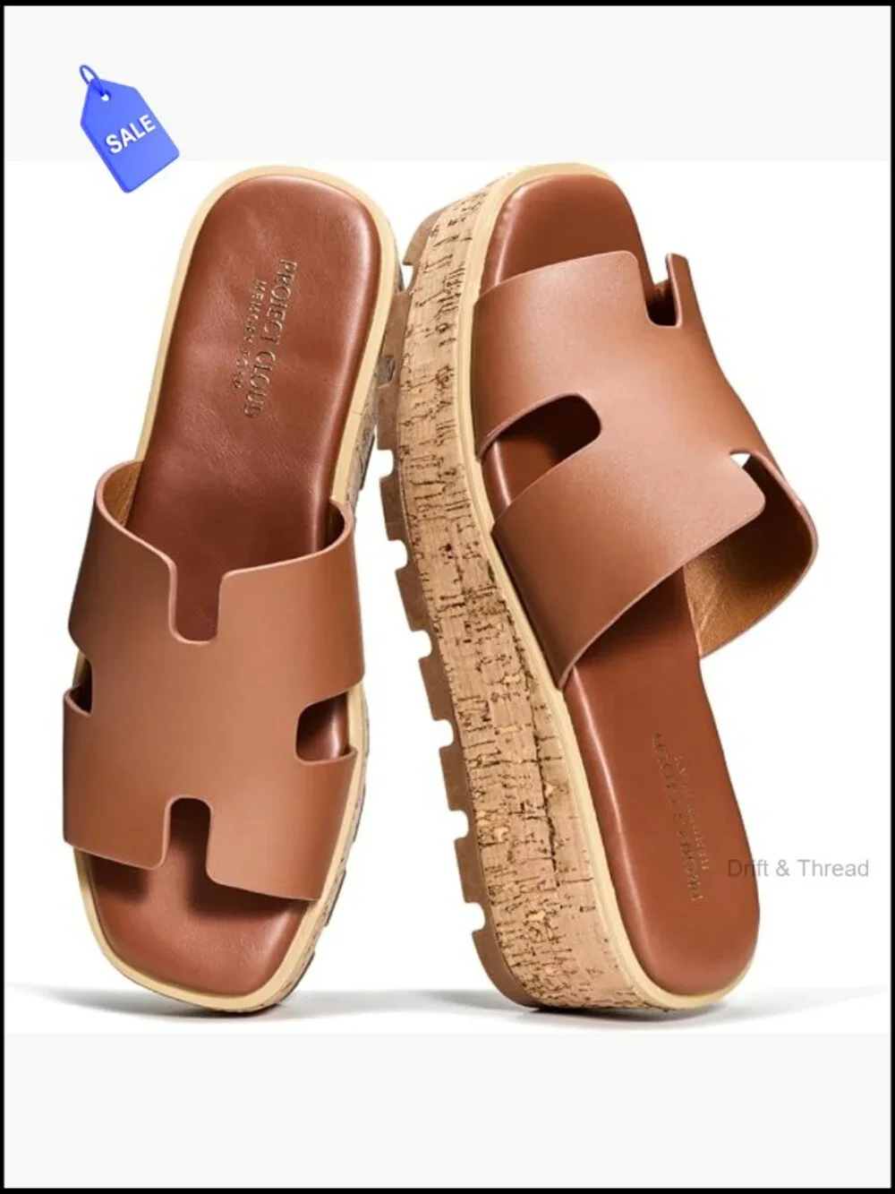 Genuine Leather Platform Wedge Sandals Memory Foam Non-Slip Slides Women
